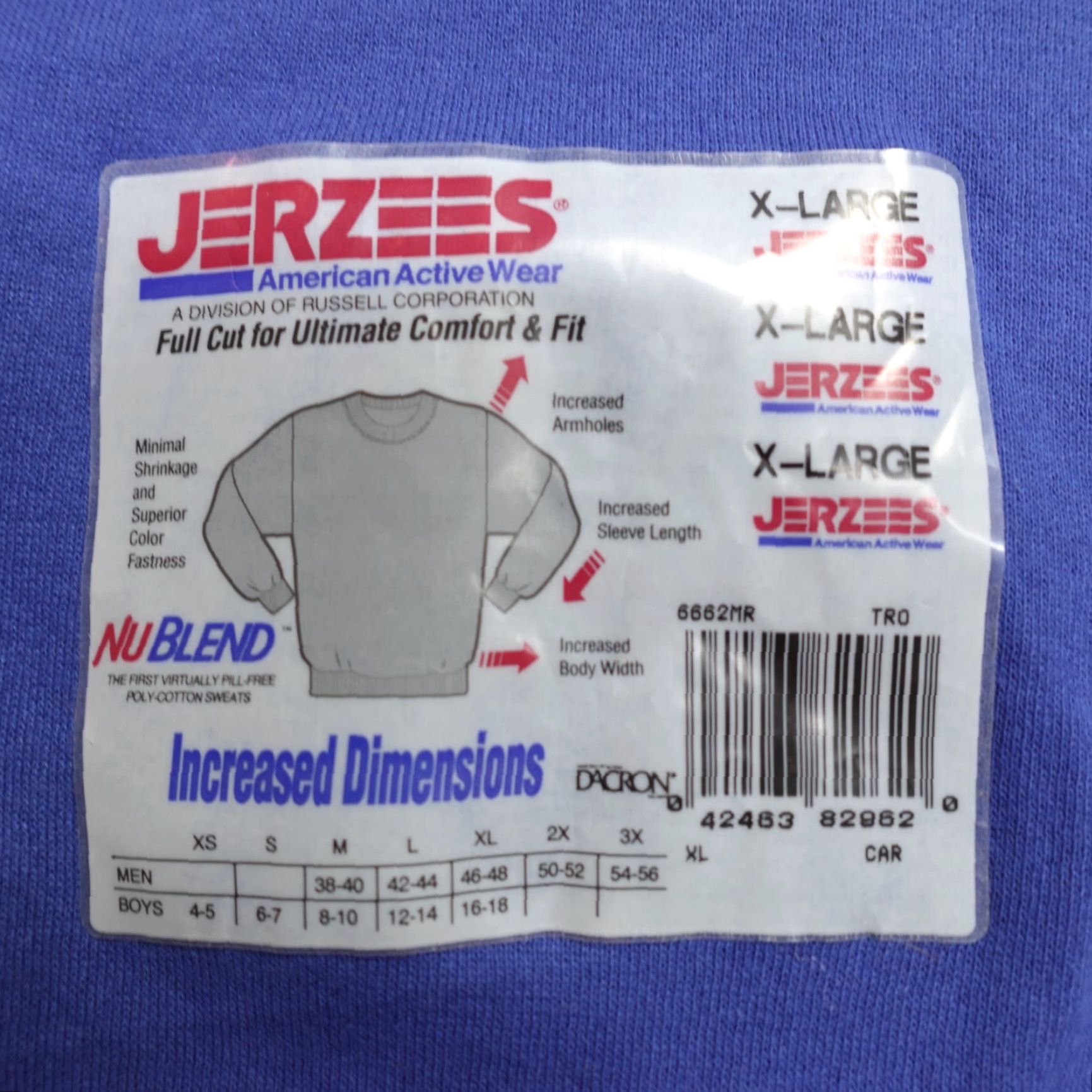 Jerzees VINTAGE Jerzees Sweatshirt Crew Neck Blue L USA Pullover Men Blank Made in USA NEW Old Stock Size US L / EU 52-54 / 3 - 2 Thumbnail