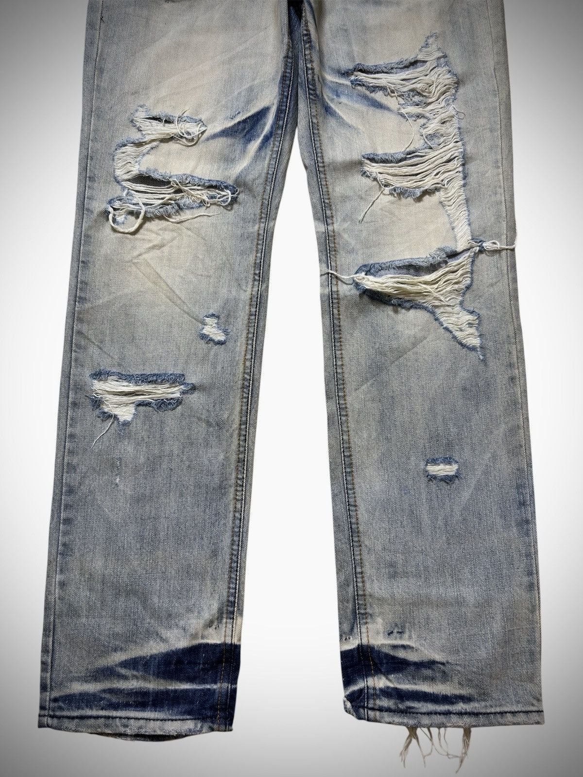 Japanese Brand 2000’s Unknown - Washed Destroyed Jeans Lgb Style Size US 29 - 3 Thumbnail