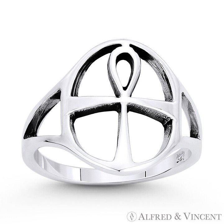 Other Egyptian Ankh Cross Charm Ring in .925 Sterling Silver Size ONE SIZE - 1 Preview