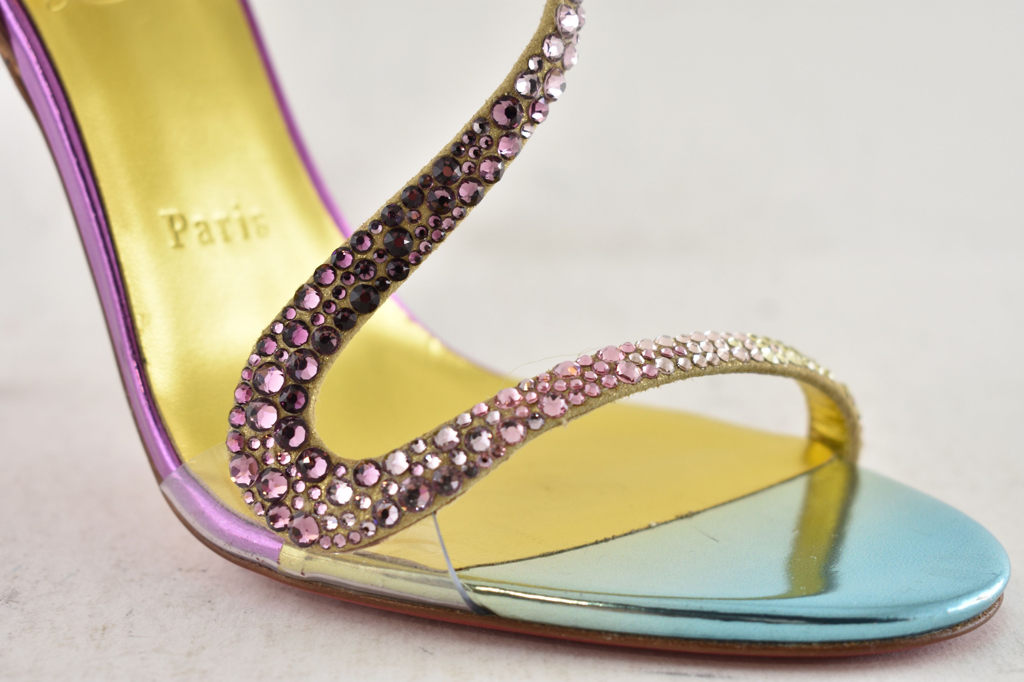 Christian Louboutin Rosalie Strass Boreal 100 Ankle Strap Sandal Heel Pump 39 Size US 9 / IT 39 - 7 Thumbnail