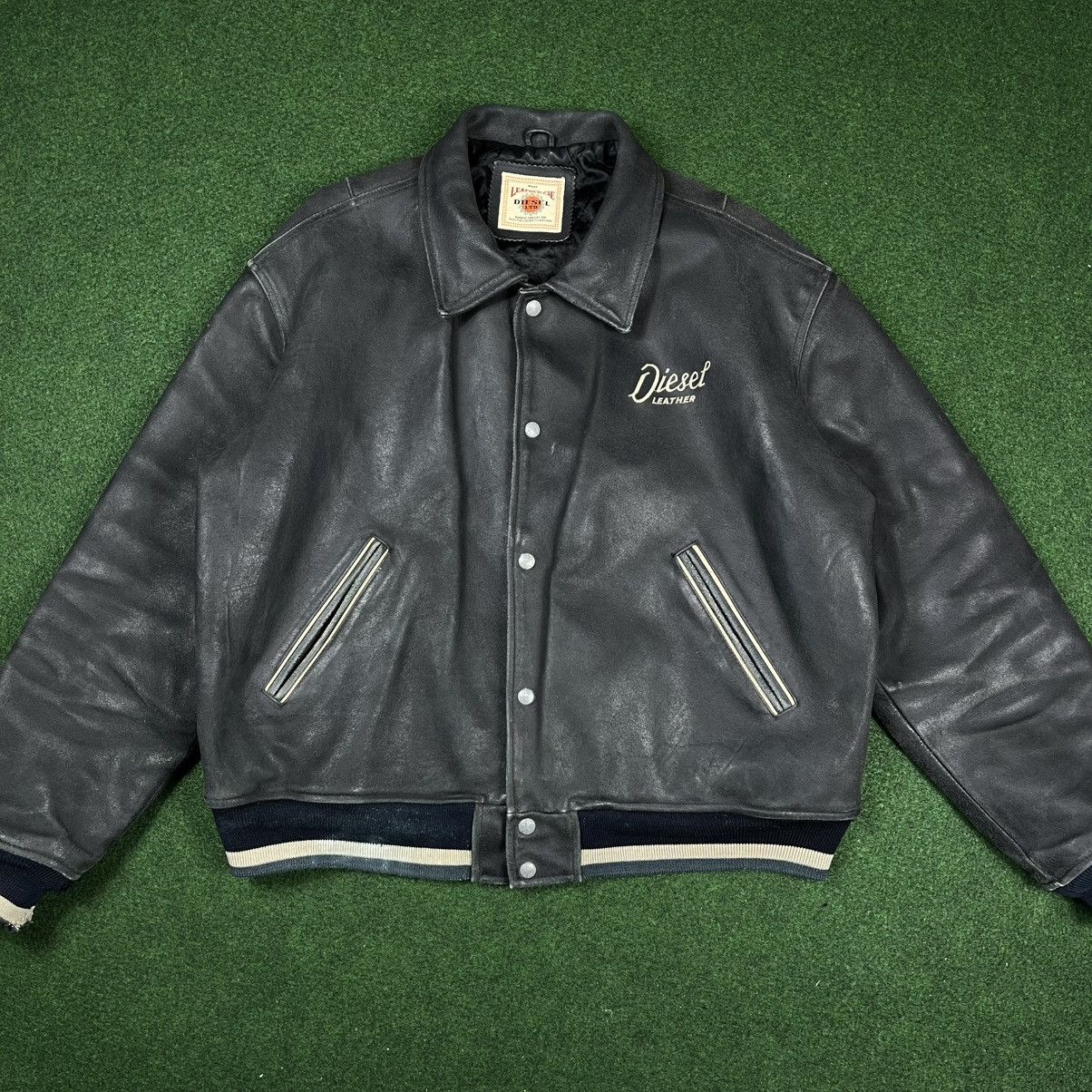 Diesel Vintage 90’s Diesel Leather Bomber Jacket Embroidered Logo Size US M / EU 48-50 / 2 - 1 Thumbnail
