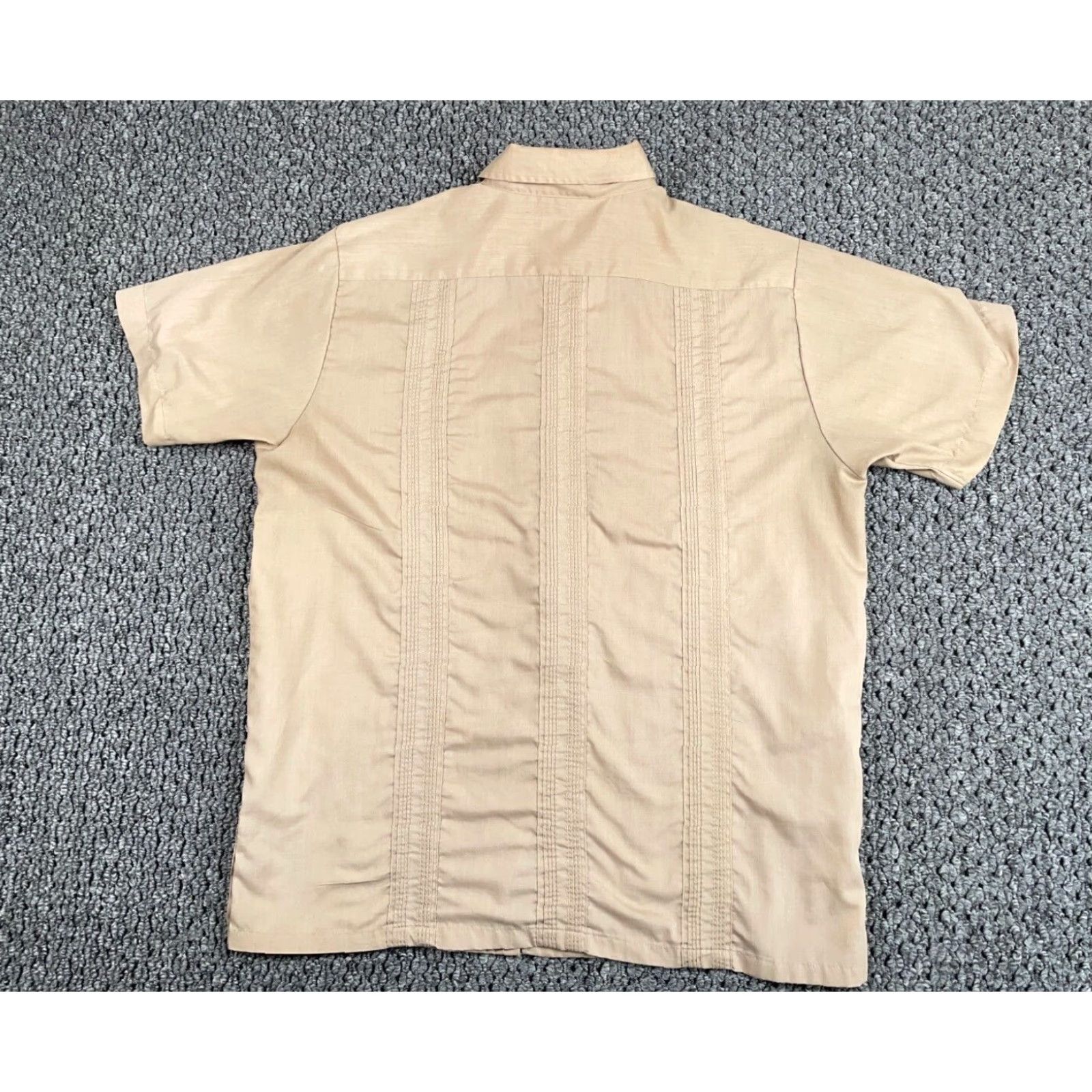 Haband VINTAGE Haband Guayabera Pleated Pocket Zip Up Shirt Adult XL Beige Cotton Blend Cuban Mafia Size US XL / EU 56 / 4 - 2 Thumbnail