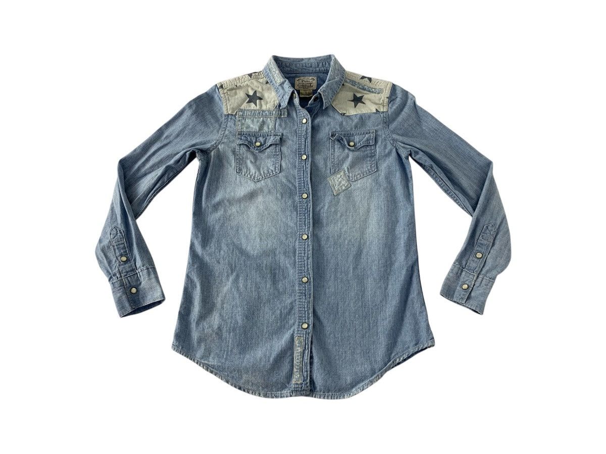 Polo Ralph Lauren Polo by Ralph Lauren Denim Shirt Dungarees Star Design Size L / US 10 / IT 46 - 1 Thumbnail