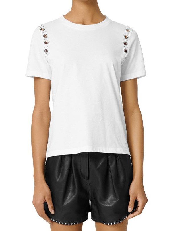Maje White t-shirt Maje, S metal rings, tee, tshirt Size S / US 4 / IT 40 - 1 Thumbnail