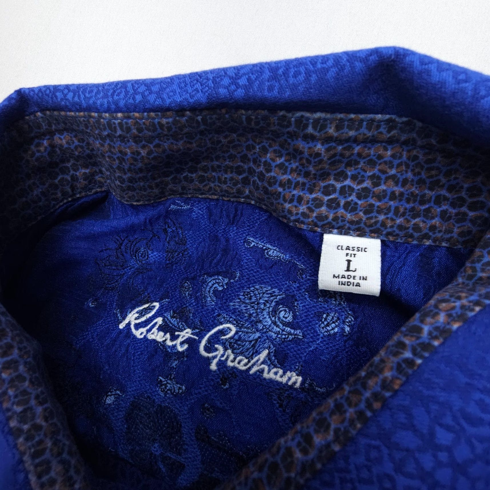 Robert Graham Robert Graham Shirt Mens Large Classic Fit Blue Print Long Sleeve Button-Up Shirt Size US L / EU 52-54 / 3 - 4 Thumbnail