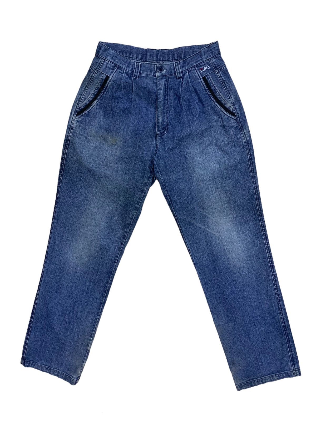 image of Jnco x Vintage Fila Old Tag Baggy Jeans in Blue, Men's (Size 32)