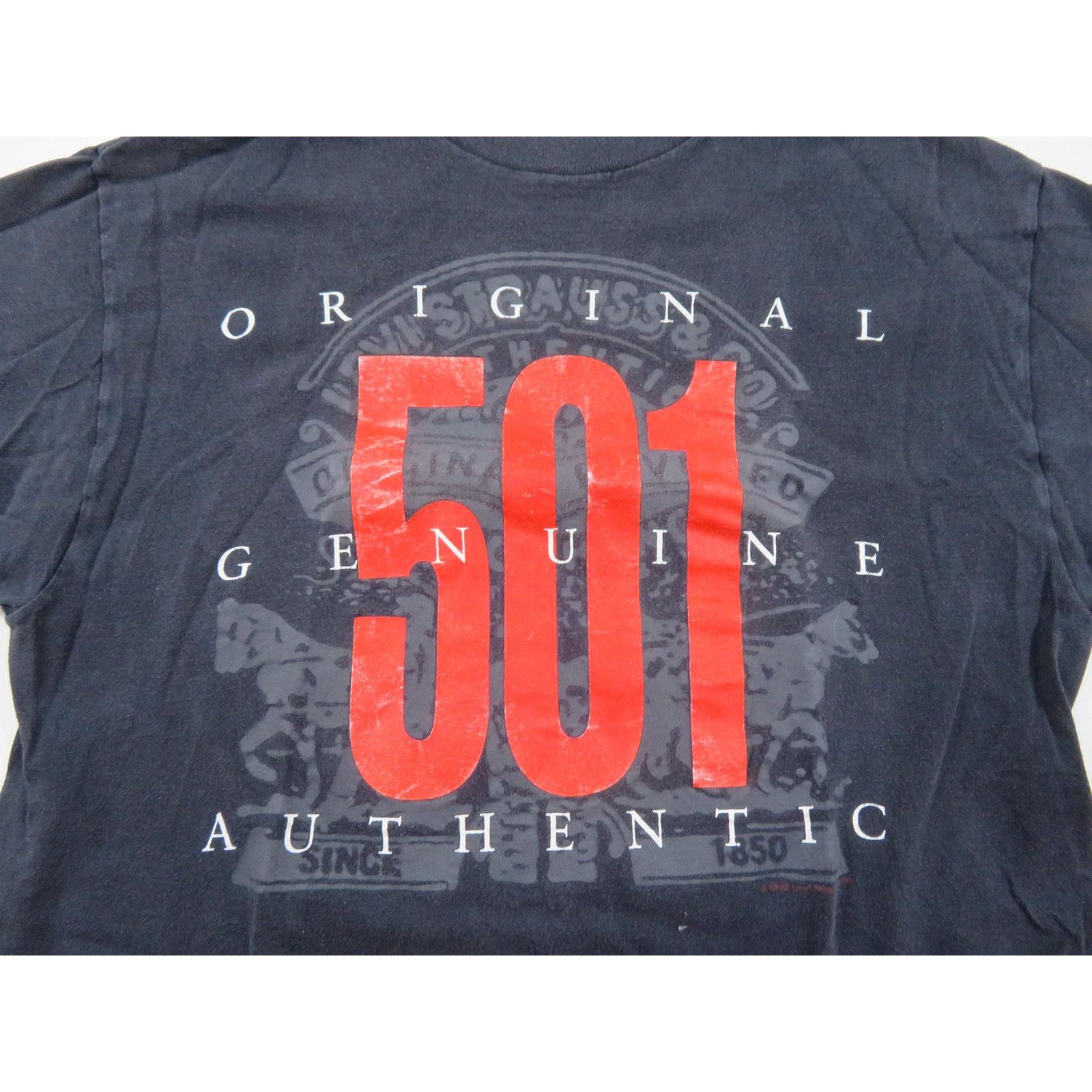 Levi's Levi's 501 T-shirt, Original Jeans, Black Red, Sz XL 1990s Size US XL / EU 56 / 4 - 3 Thumbnail