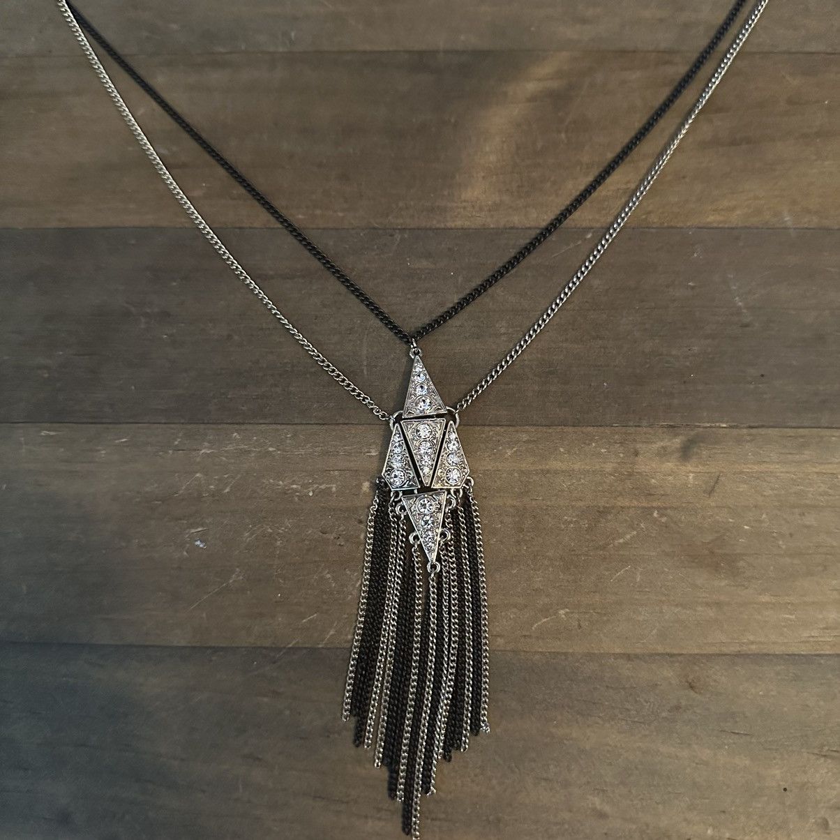 Other BCBGeneration two tone rhinestone geometric tassel necklace Size ONE SIZE - 2 Thumbnail