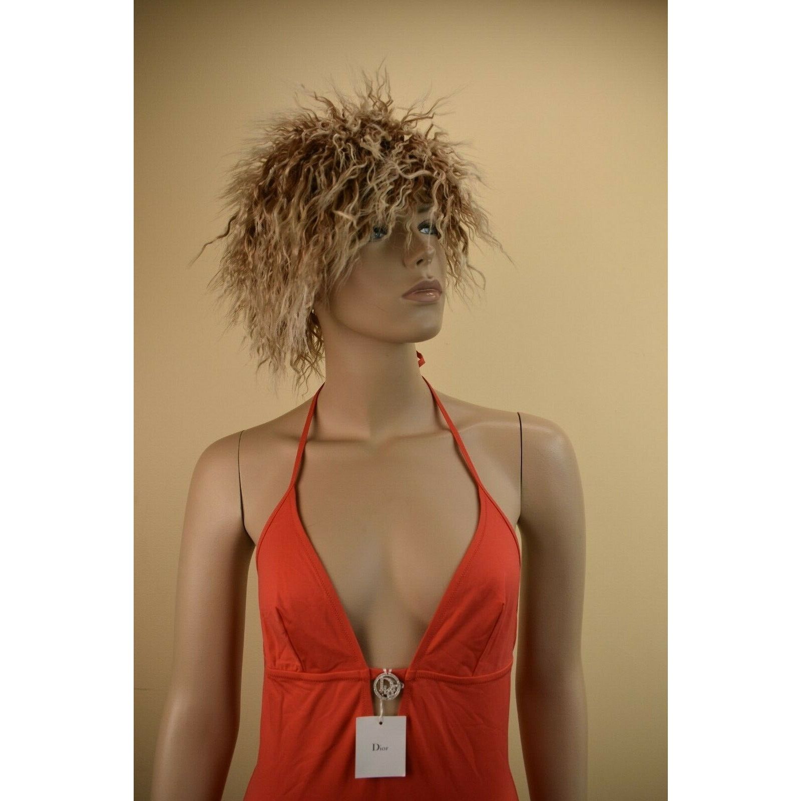 Dior DIOR CORAL NYLON STRETCH SPAGHETTI ONE PIECE SWIMSUIT US 10 Size ONE SIZE - 4 Thumbnail
