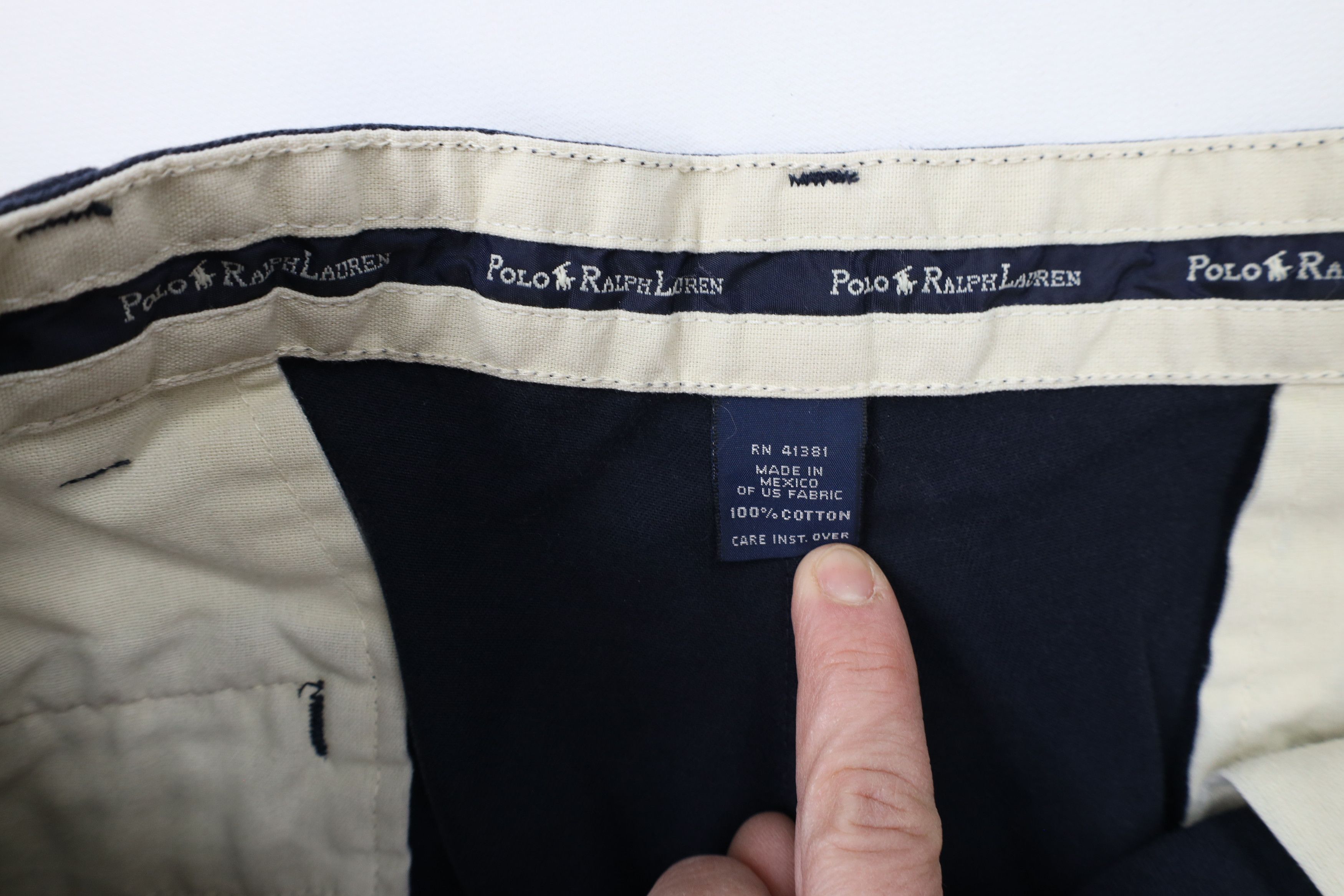Ralph Lauren × Vintage Vintage 90s Ralph Lauren Wide Leg Chino Pants Navy Blue Size US 35 - 9 Thumbnail