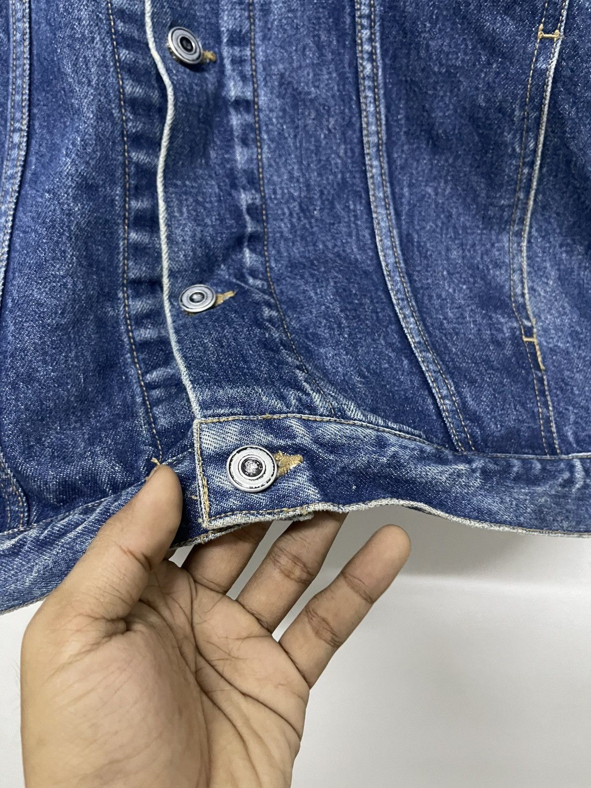 20471120 × Japanese Brand VINTAGE MR CHAMBRAY DENIM MIX LEATHER JACKET NAVAJO NATIVE Size US L / EU 52-54 / 3 - 14 Thumbnail