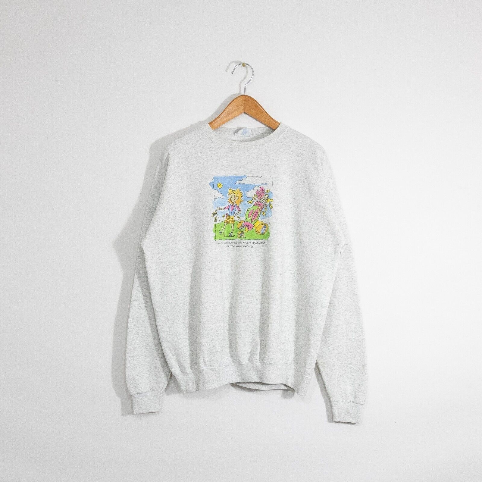 Vintage Vintage 90s Funny Golfing Sweatshirt XL - Faded Distressed Size US XL / EU 56 / 4 - 1 Thumbnail