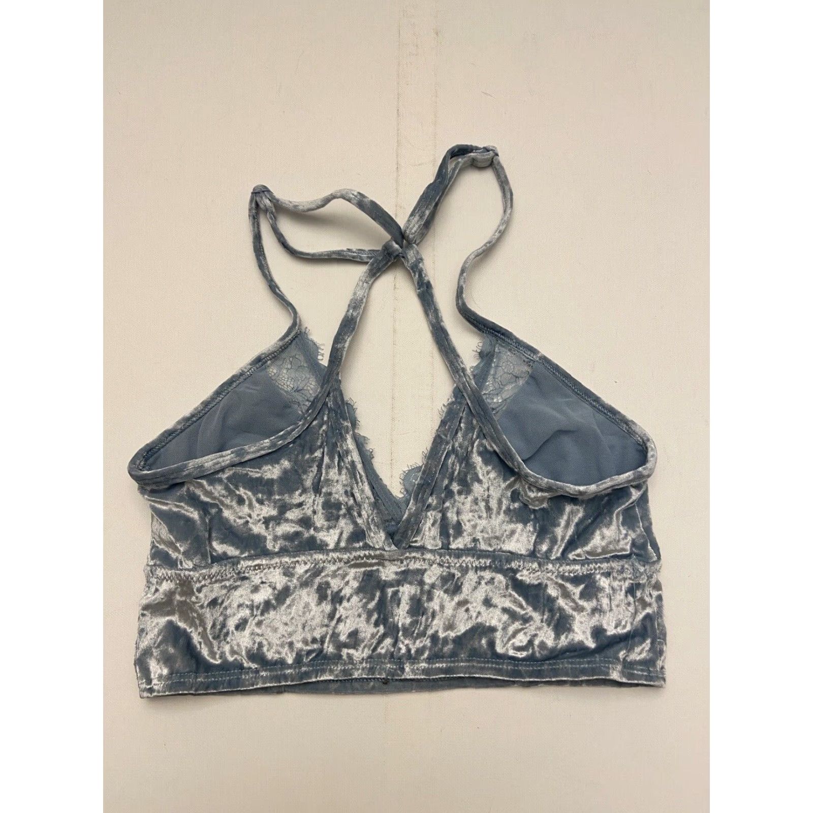 Vintage Aerie Bralette Women XS Velvet Blue Crop Halter Womens Size XS / US 0-2 / IT 36-38 - 7 Thumbnail