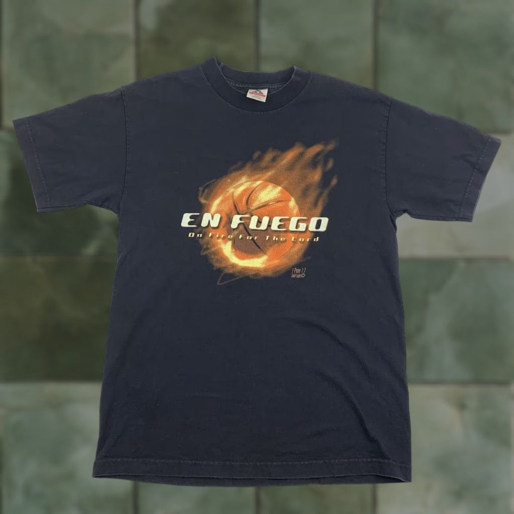 Vintage VINTAGE En Fuego On Fire For The Lord T Shirt Adult Medium Black Jesus Christ Size US M / EU 48-50 / 2 - 1 Thumbnail