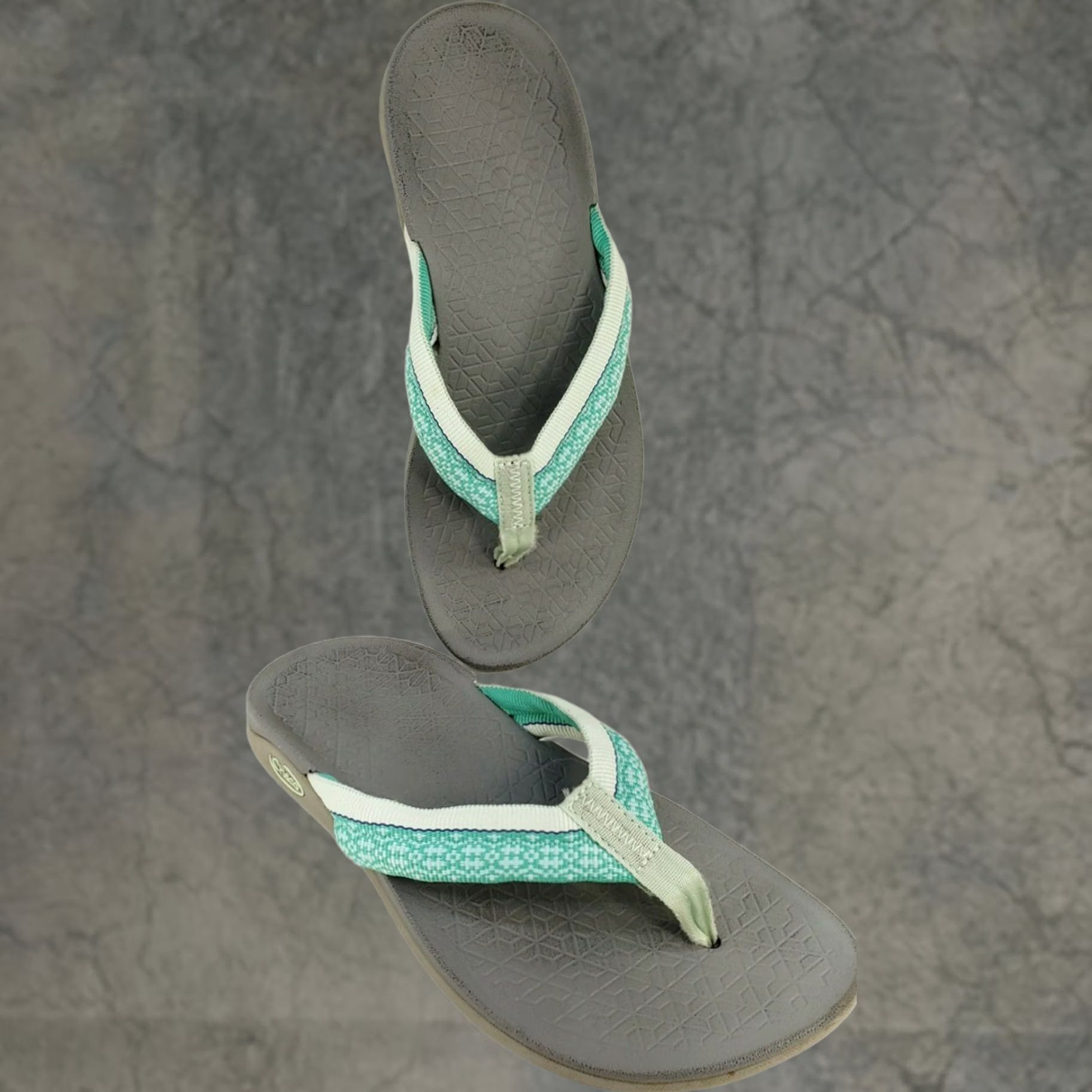 Chaco Chaco Women's Flip Flop Thong Sandal Size 7 Mint Green White Straps Gray Footbed Size US 7 / IT 37 - 1 Thumbnail