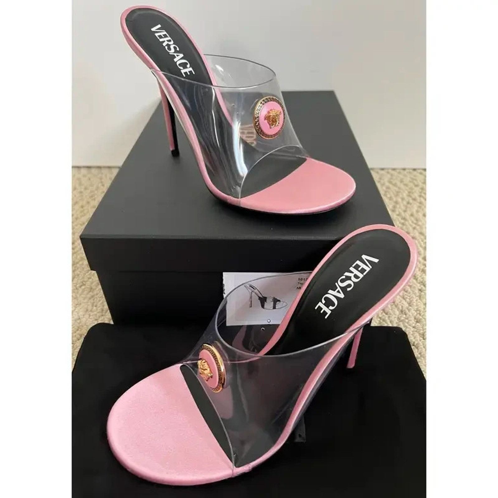 Versace VERSACE PINK SILK MEDUSA HEAD GREEK KEY PUMPS 39.5 9.5 ITALY Size US 9.5 / IT 39.5 - 5 Thumbnail