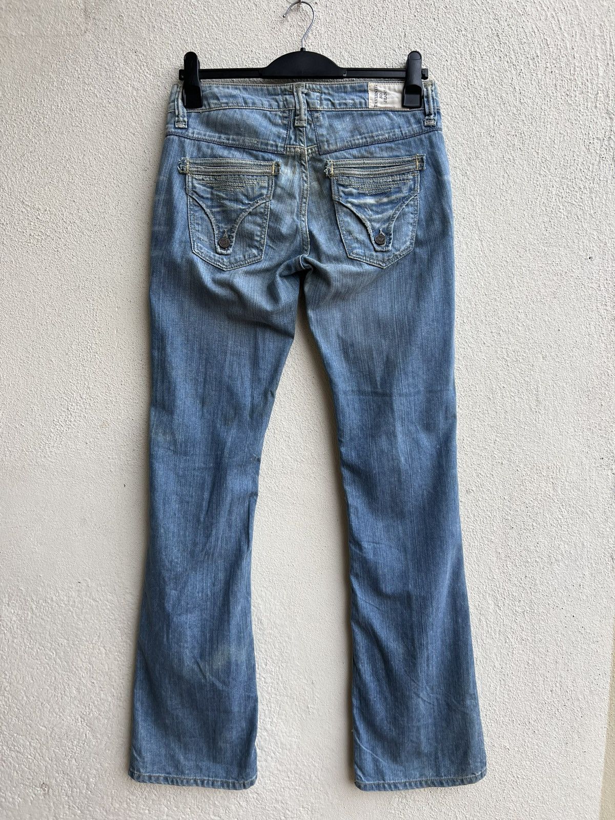 Jimmy Taverniti Vintage 00s Taverniti Embroidery Denim Peggy Flare Jeans Size US 29 - 14 Thumbnail