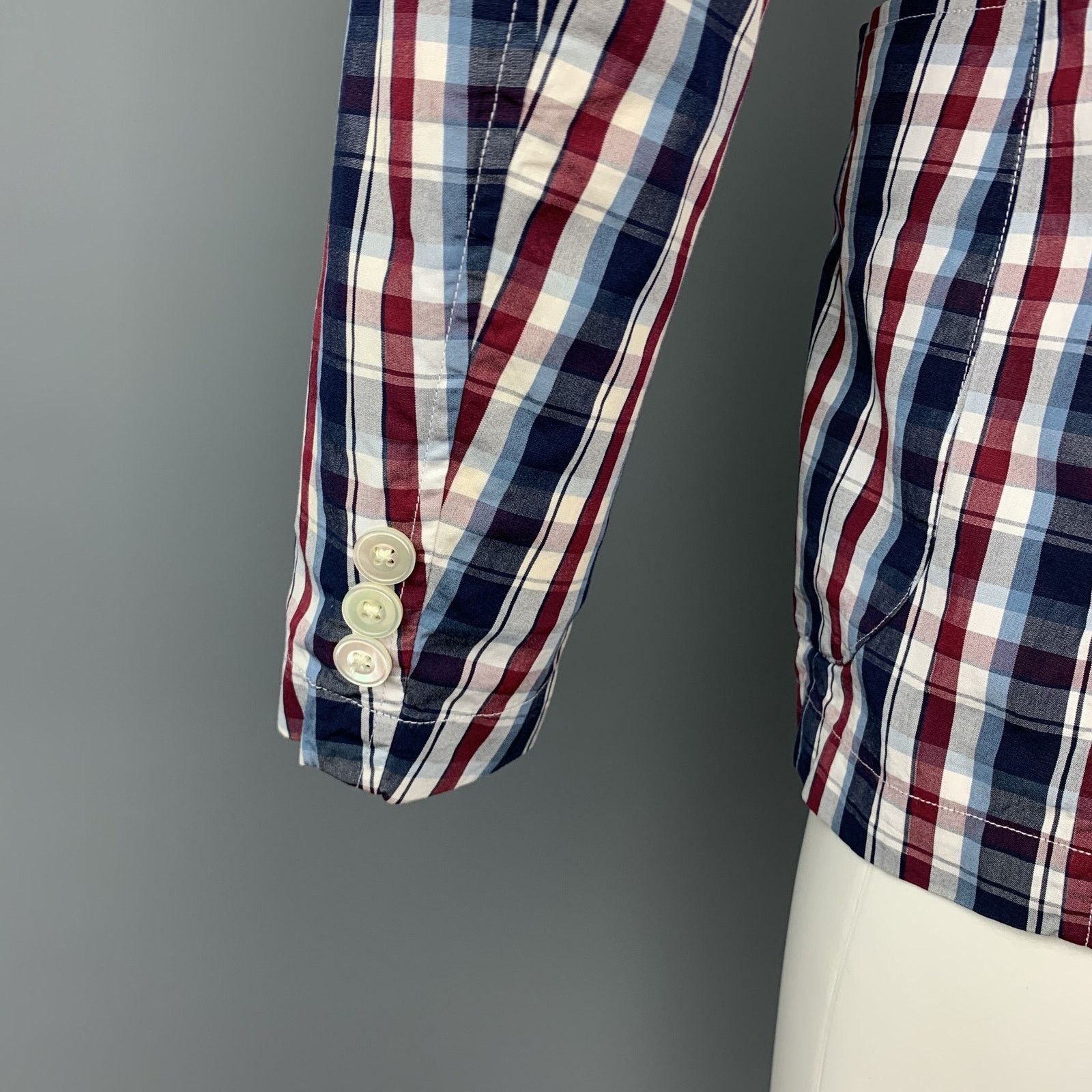 Other GREEN LABEL RELAXING Navy & Red Plaid Cotton Sport Coat Size 38R - 5 Thumbnail