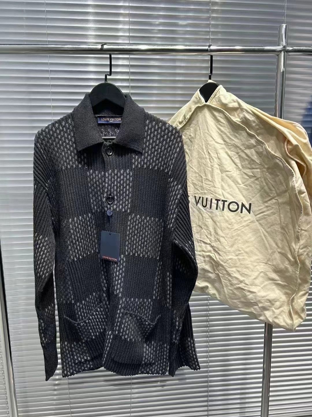 image of Louis Vuitton X Nigo Giant Damier Rib Jacket in Checkered, Men's (Size Small)