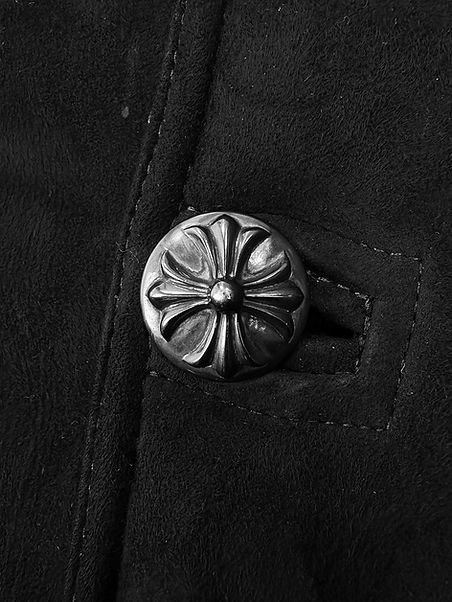 Chrome Hearts Chrome Hearts Mouton Fur Suede Shearling Lined .925 Silver Sun Faded Jacket Size US L / EU 52-54 / 3 - 3 Thumbnail