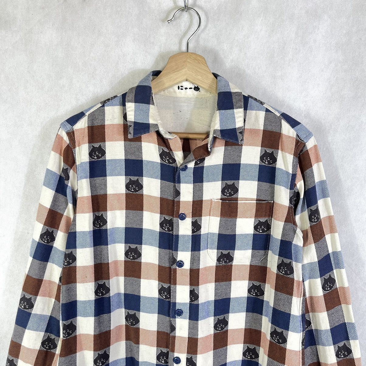 Issey Miyake × Ne-Net Ne-net Cat Head Multilogo Checkered Flannel Shirt Size XS / US 0-2 / IT 36-38 - 4 Thumbnail