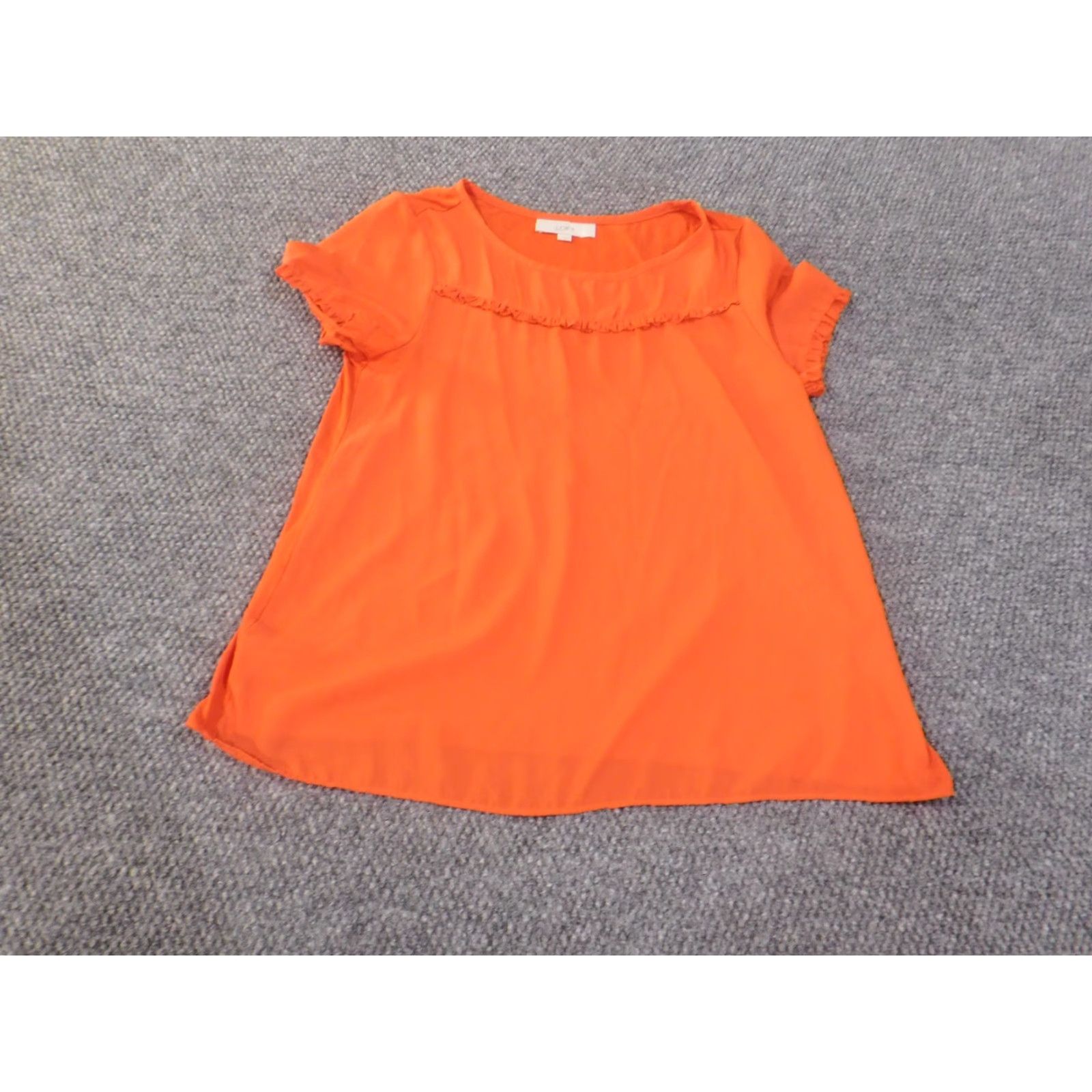 Ann Taylor Loft Blouse M Orange Rayon Woven Short Sleeve Round Neck Casual Womens Regular Size M Loft Brand Ann Taylor Loft Size M / US 6-8 / IT 42-44 - 2 Thumbnail