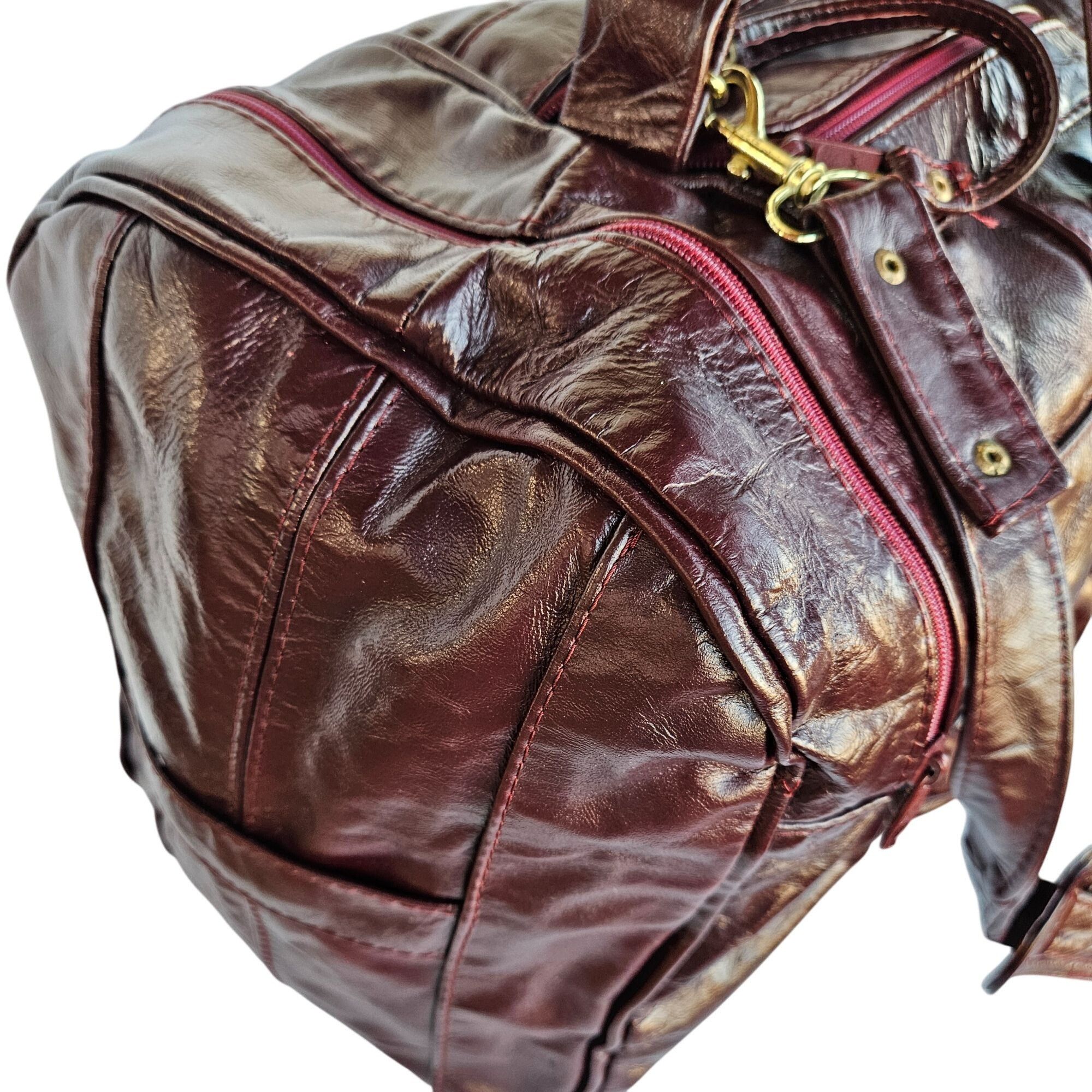 Other USC Trojans Vintage Patchwork Maroon Leather Duffel 22" Carr Size ONE SIZE - 12 Thumbnail