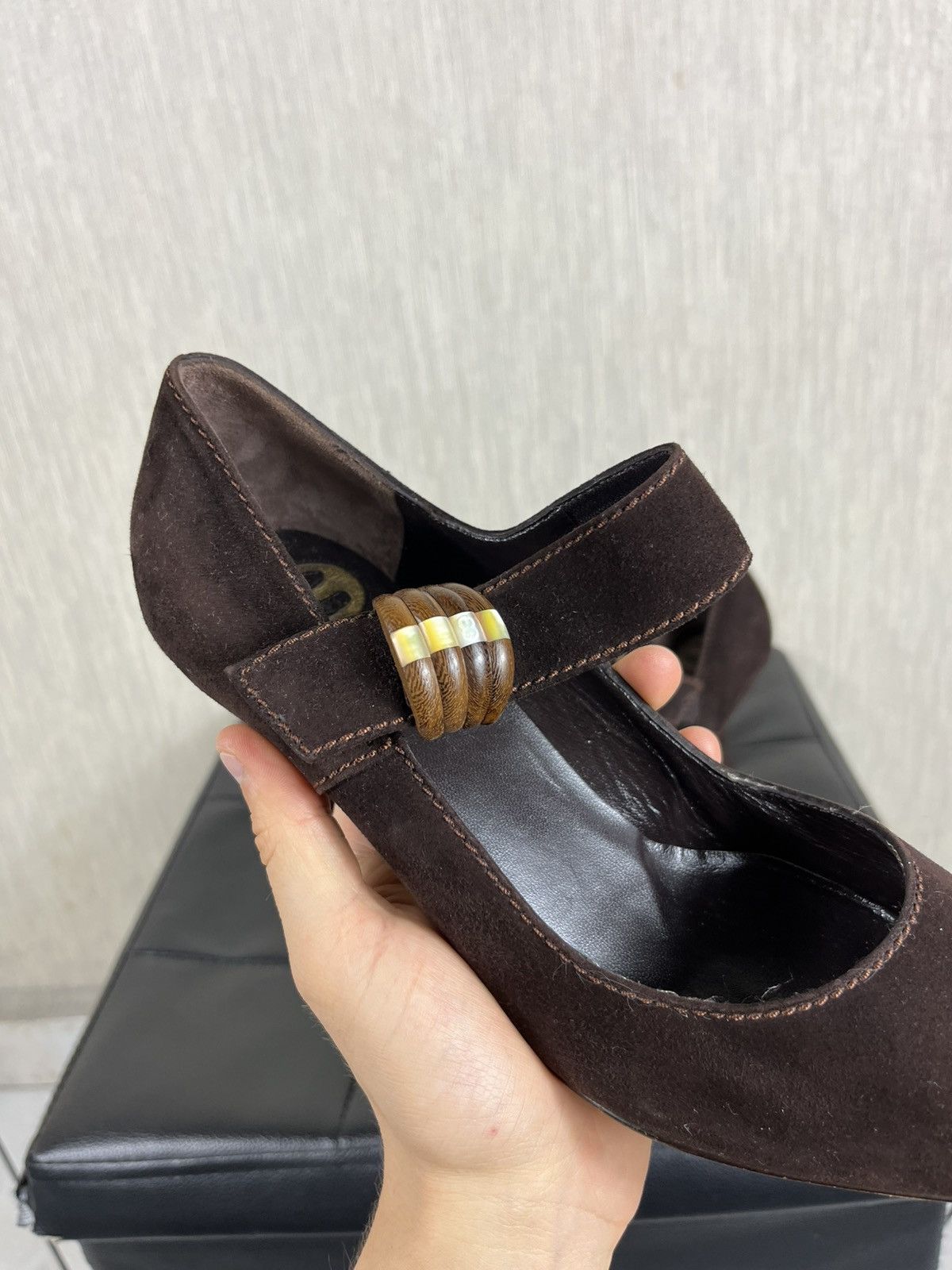 Escada Vintage Escada suede velvet pumps heels shoes avant garde Size US 9.5 / IT 39.5 - 5 Thumbnail