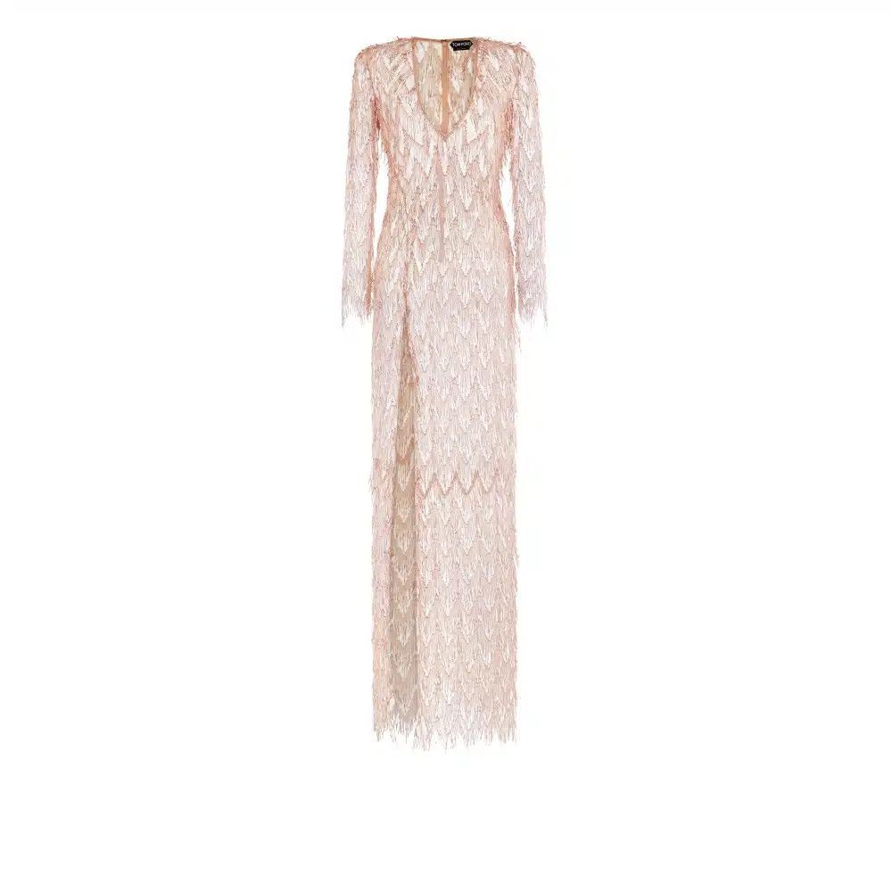 Tom Ford o1loc1c0625 AB3369 Evening Dress in Beige Size XS / US 0-2 / IT 36-38 - 1 Thumbnail
