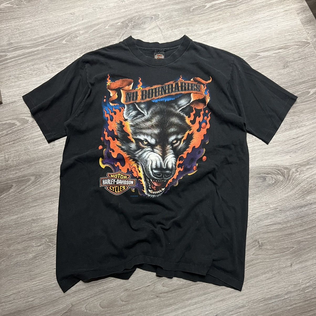 Vintage Vintage 1996 Harley Davidson wild Flames t shirt sturgis Size US L / EU 52-54 / 3 - 2 Thumbnail