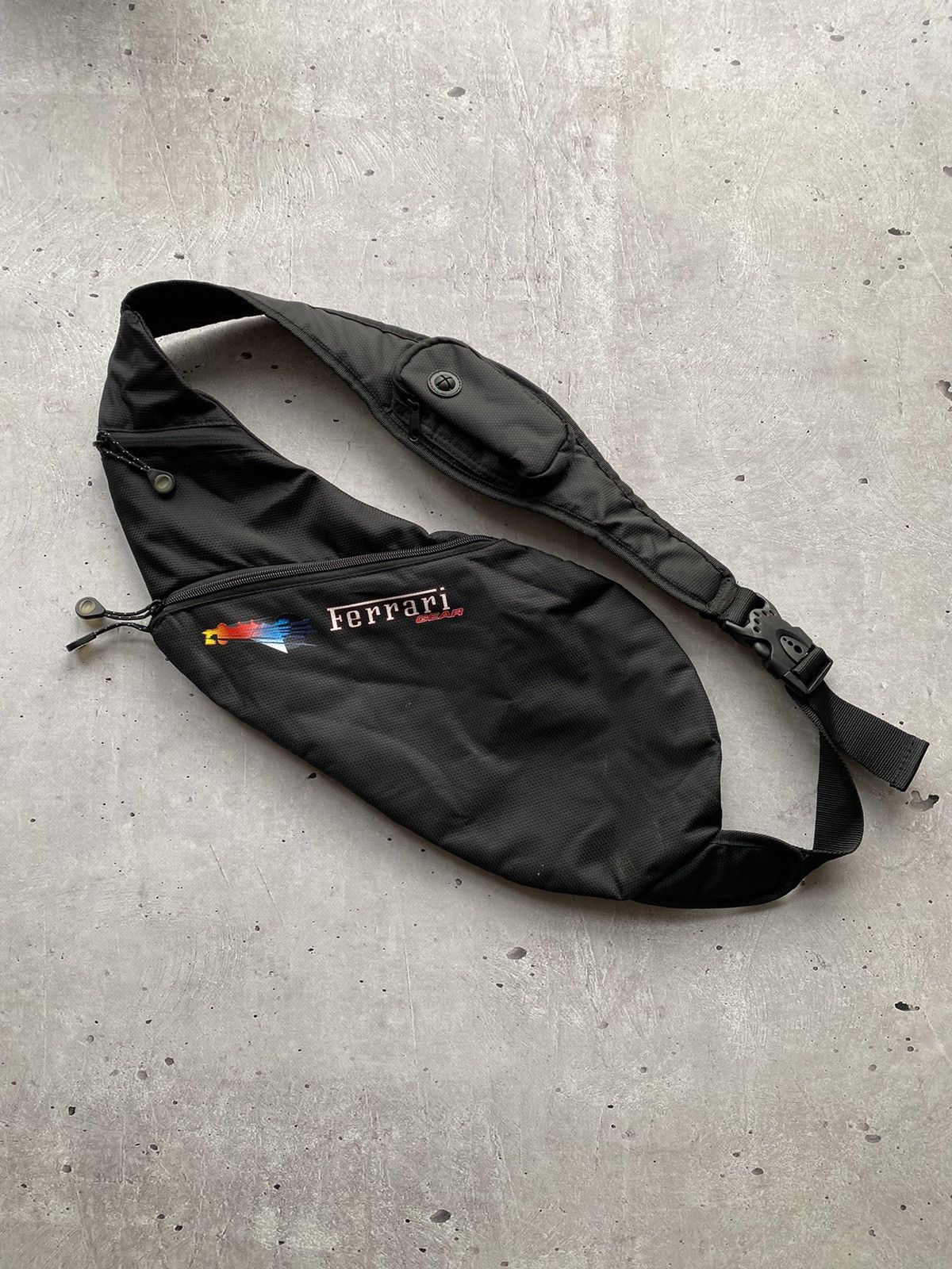 Ferrari Gear Sling Bag Crossbody Messenger Bag Y2K in Black, Men's