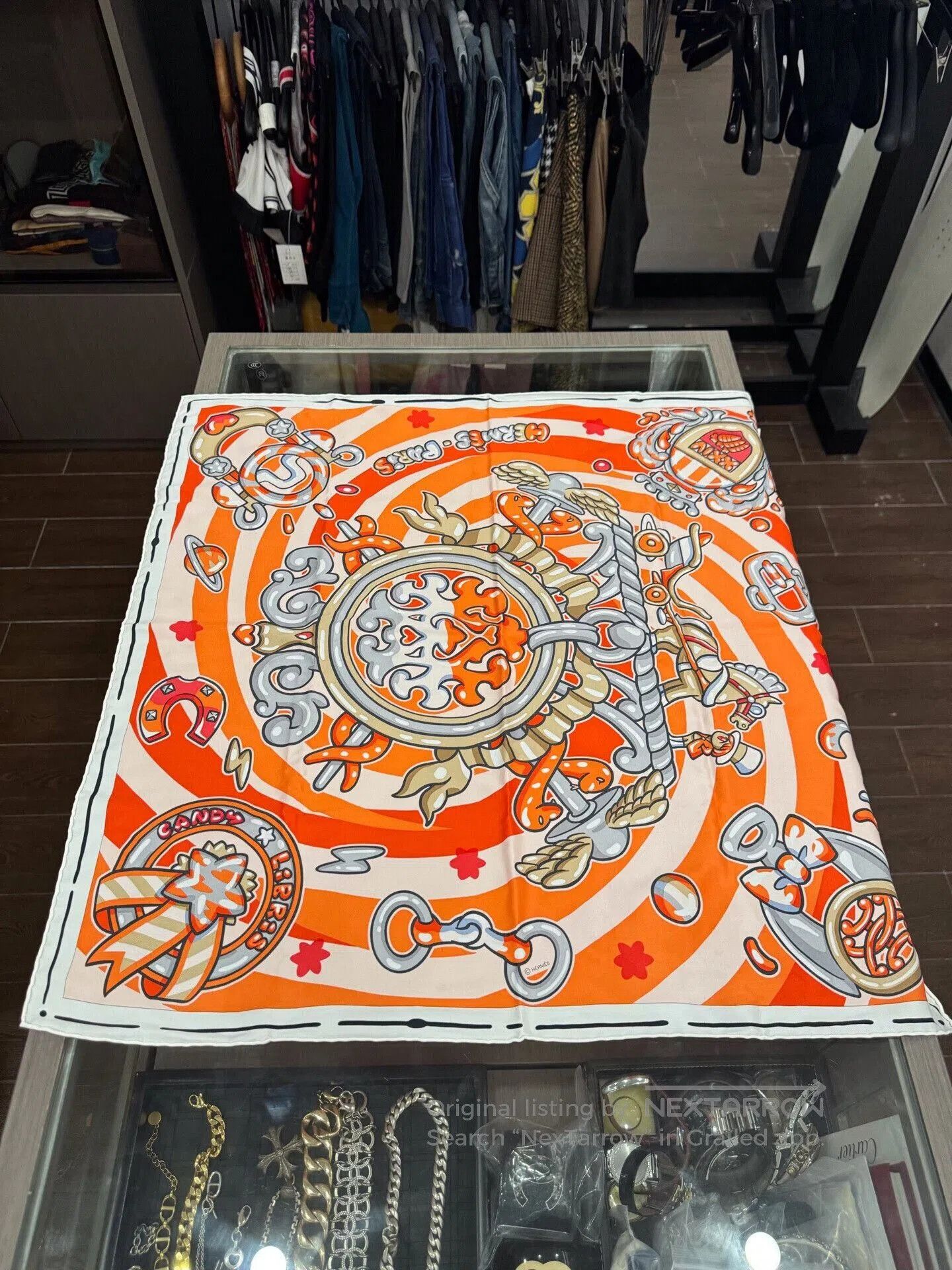 Hermes Hermes Orange Pegasus Logo Silk Scarf. Size ONE SIZE - 3 Thumbnail