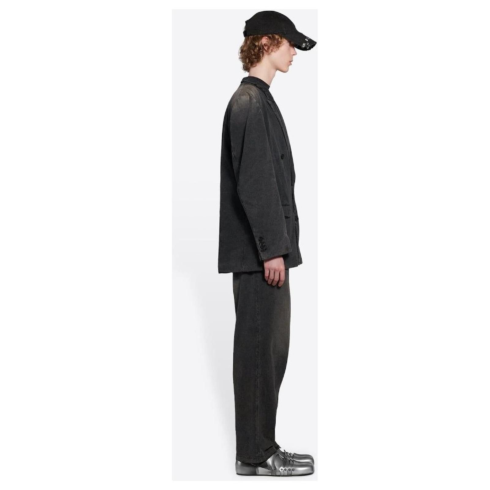 Balenciaga o1mt1gz1024 Slim Worn-Out Jacket in Black Size US XL / EU 56 / 4 - 4 Thumbnail