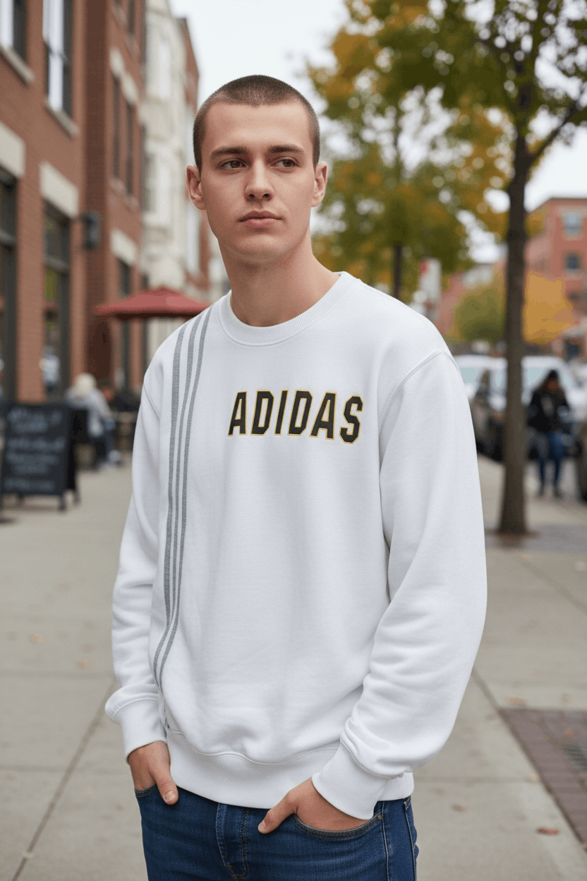 Adidas ADIDAS Big Spell Out Logo Crewneck Sweatshirts Size US S / EU 44-46 / 1 - 1 Thumbnail