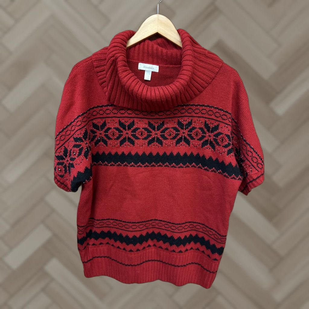 Vintage VINTAGE Dressbarn Womens Sweater Holiday Snowflake Turtleneck Knit Red 18/20 Plus dressbarn Size XXL / US 16-18 / IT 52-54 - 1 Thumbnail