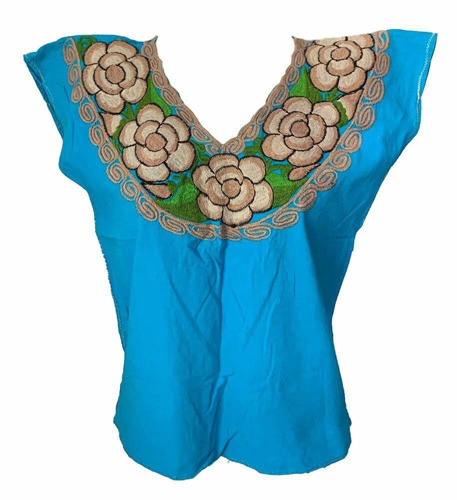 Designer Pre-Owned Blue Hand Made Embroidered Blouse M/L Size M / US 6-8 / IT 42-44 - 1 Thumbnail