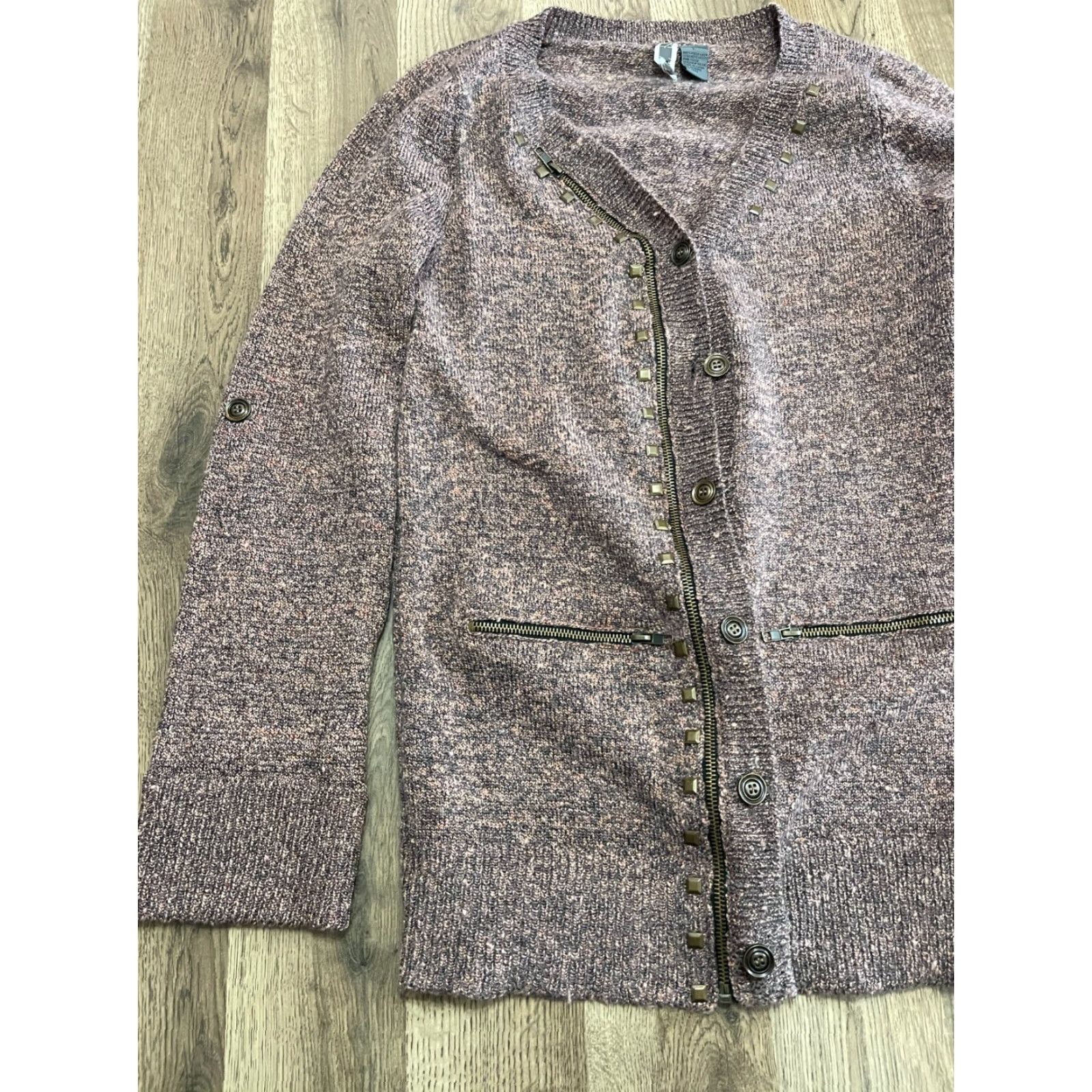 BKE BKE Sweater Cardigan, Women's Size Large, Brown, Button Up, V-Neck, Long Sleeve, Casual, Regular Fit, Solid, Fall Spring Summer, Women, Mens Girls? Size L / US 10 / IT 46 - 3 Thumbnail