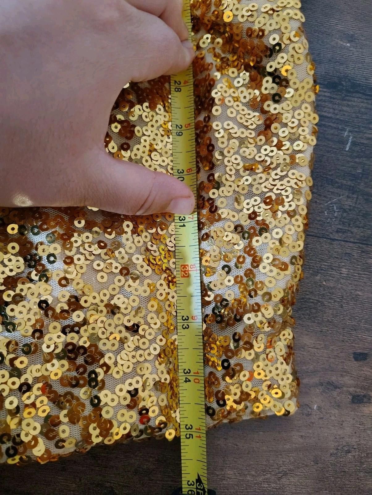 The Unbranded Brand Sequin Dress Gold Yellow Party Dress Short Sleeve Mini Size XL / US 12-14 / IT 48-50 - 6 Thumbnail