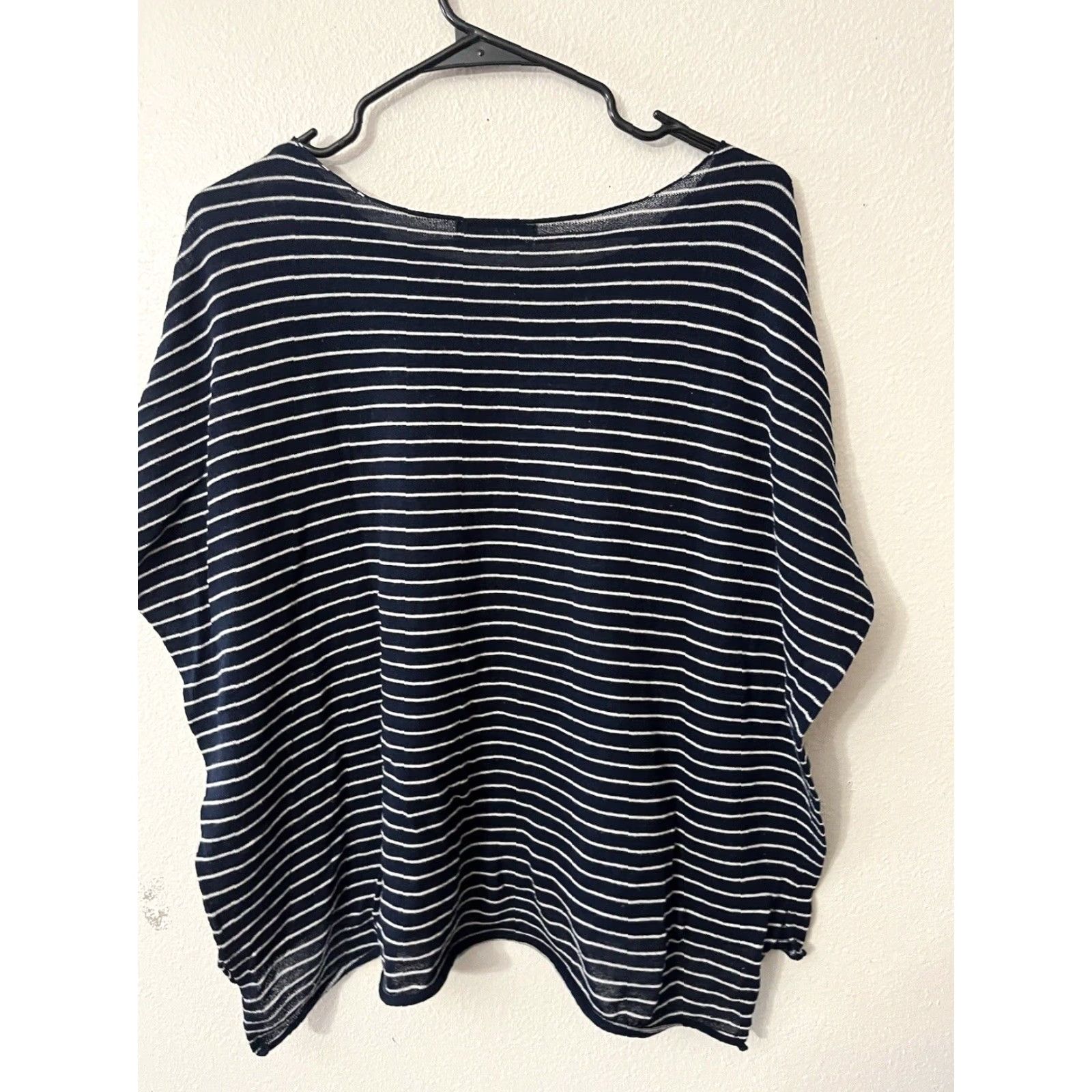 Zara VINTAGE Zara Knit Sweater Shirt Women M Navy White Striped Crew Neck 3/4 Sleeve Pullover All Seasons Size M / US 6-8 / IT 42-44 - 2 Thumbnail