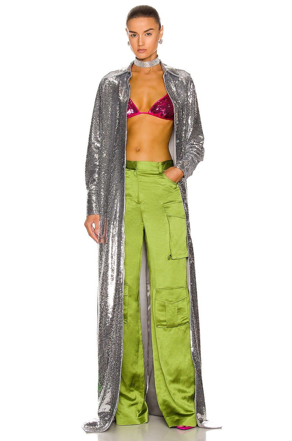 Tom Ford o1loc1c1224 AB3072 Liquid Sequin Gown in Silver Size XL / US 12-14 / IT 48-50 - 4 Thumbnail