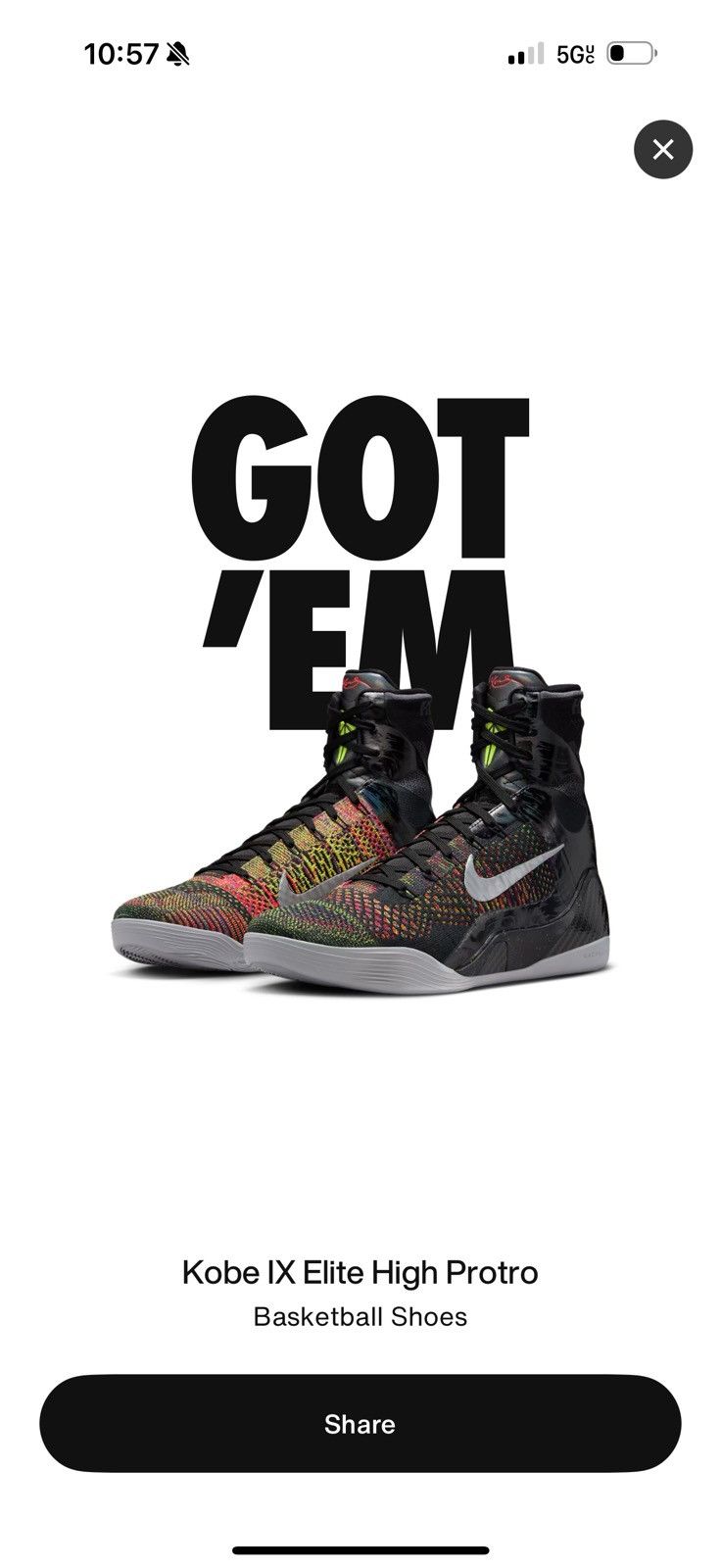 Nike Kobe 9 Elite High Protro MASTERPIECE Size US 8.5 / EU 41-42 - 9 Thumbnail