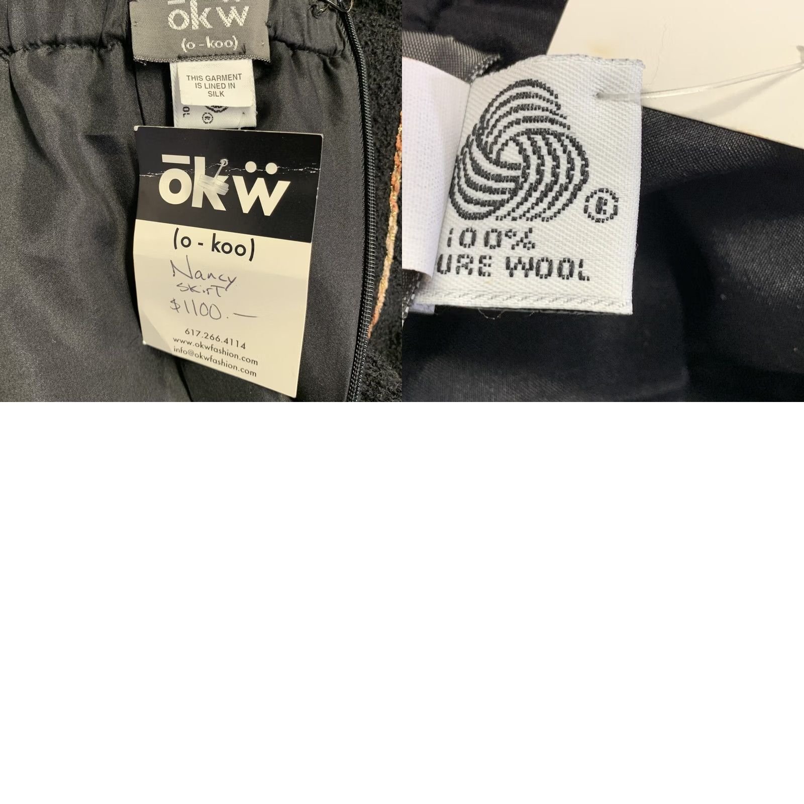 Vintage OKW Skirt Suit Black Gold Wool Stripe Midi Size S Women Size 28" / US 6 / IT 42 - 8 Thumbnail