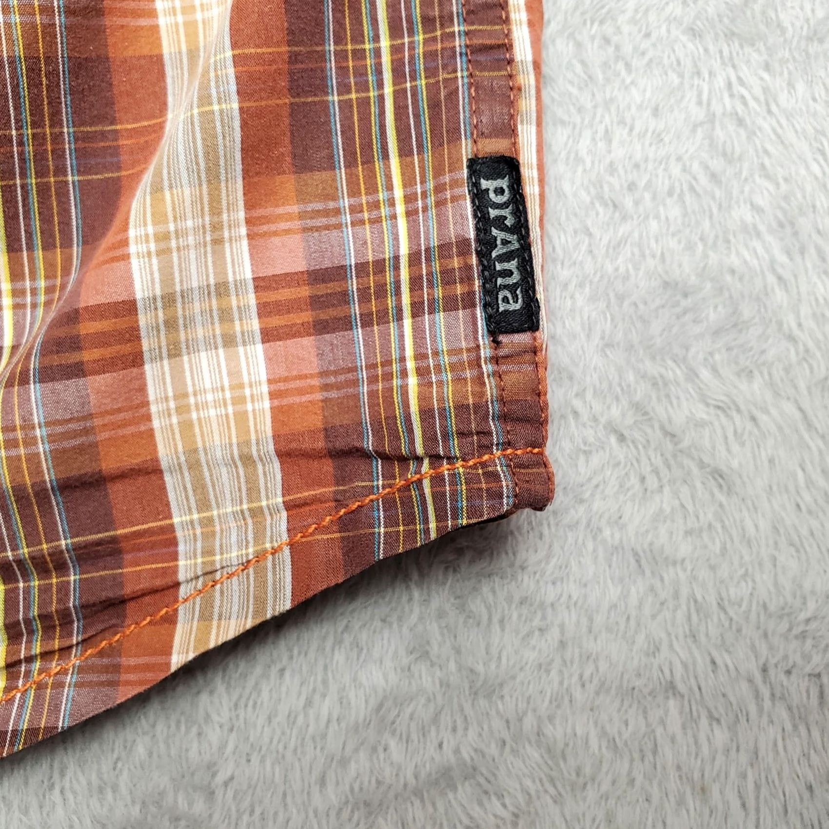 Prana Prana Shirt Mens L Brown Plaid Organic Cotton Blend Western Outdoor Casual Button-Up Short Sleeve Collared Pockets Size US L / EU 52-54 / 3 - 4 Thumbnail