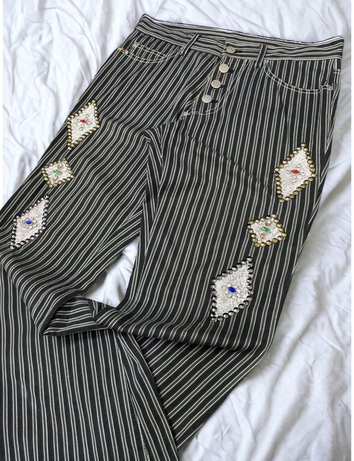 Kapital × Tornado Mart Tornado Mart Gemstone Stud Snake Skin Jacquard Flare Pants Size US 30 / EU 46 - 2 Thumbnail