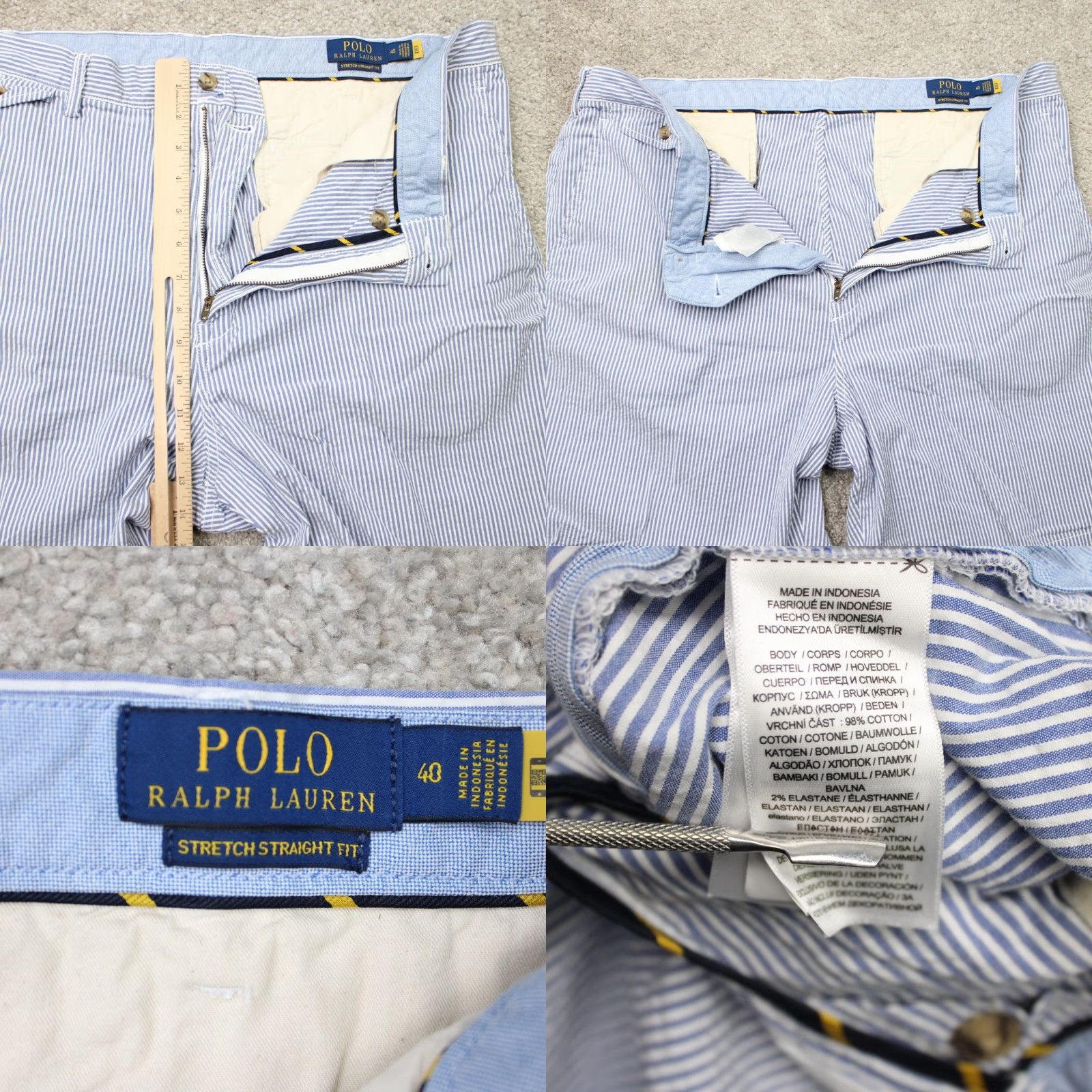 Polo Ralph Lauren POLO Ralph Lauren Shorts Mens 40 Blue Stretch Straight Fit Chino Flesh Pony Size US L / EU 52-54 / 3 - 8 Thumbnail