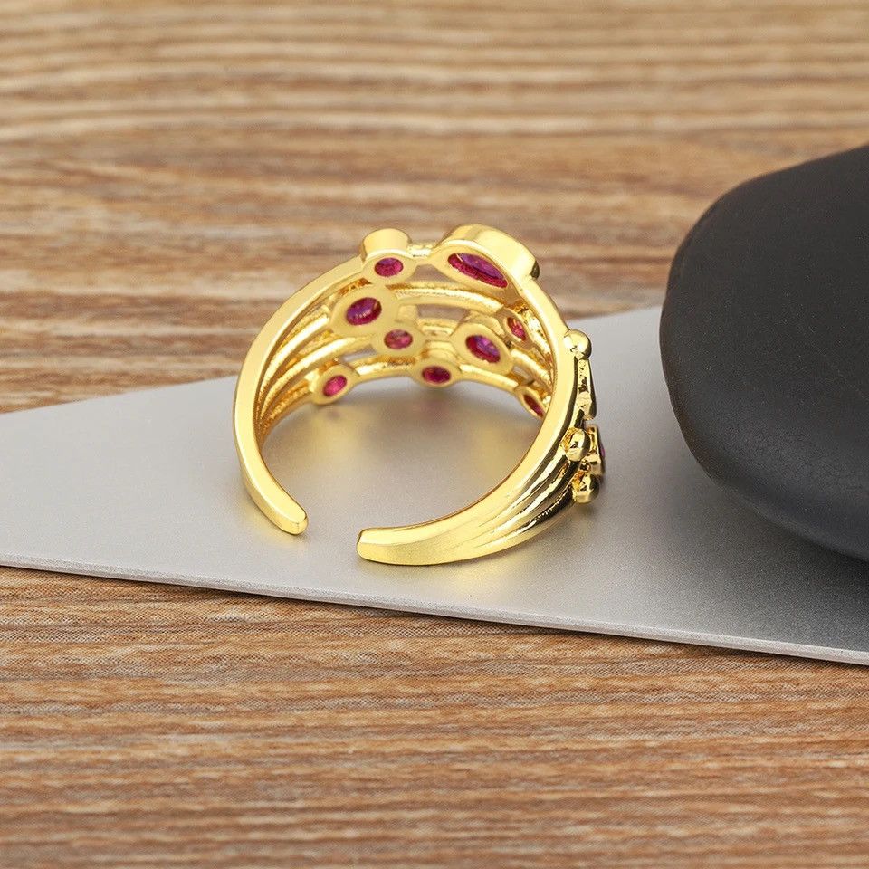 Japanese Brand × Jewelry × Vintage Four Layers Exquisite Simple Zircon Ring Size ONE SIZE - 2 Thumbnail