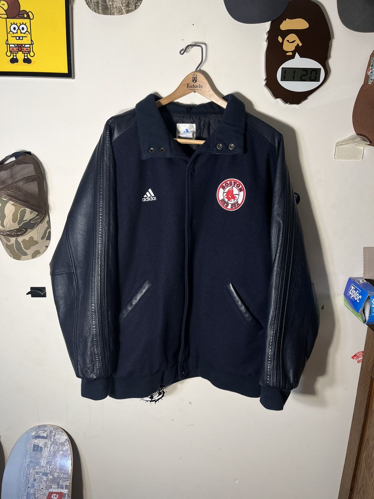 Adidas Vintage 90’s Adidas Boston Red Sox Leather Varsity m Jacket Size US L / EU 52-54 / 3 - 1 Thumbnail