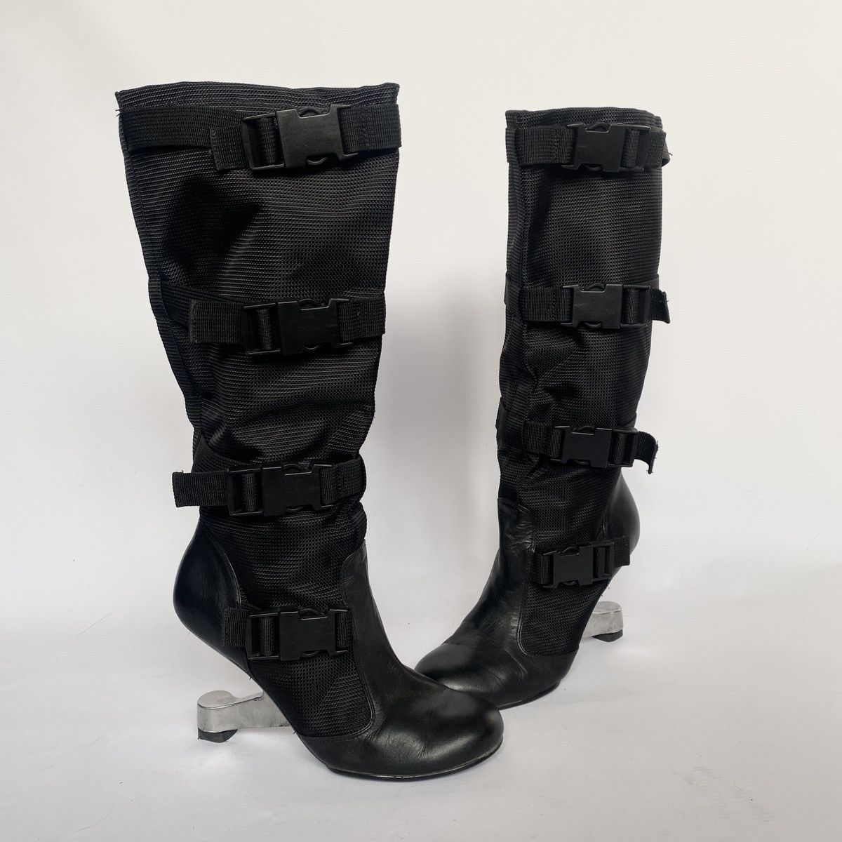 Archival Clothing x Avant Garde Avantgarde Military Metal Heel Shoes Boots in Black, Women's (Size 10)