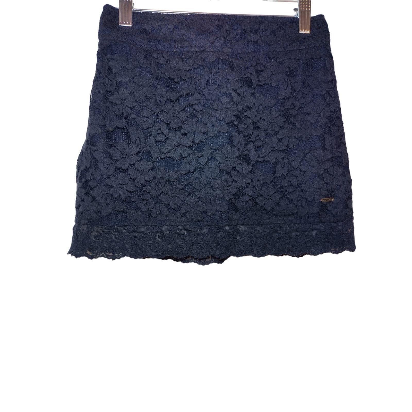 Hollister Hollister Womens Mini Skirt Floral Lace Lined Navy Blue XS Size 22" - 1 Thumbnail