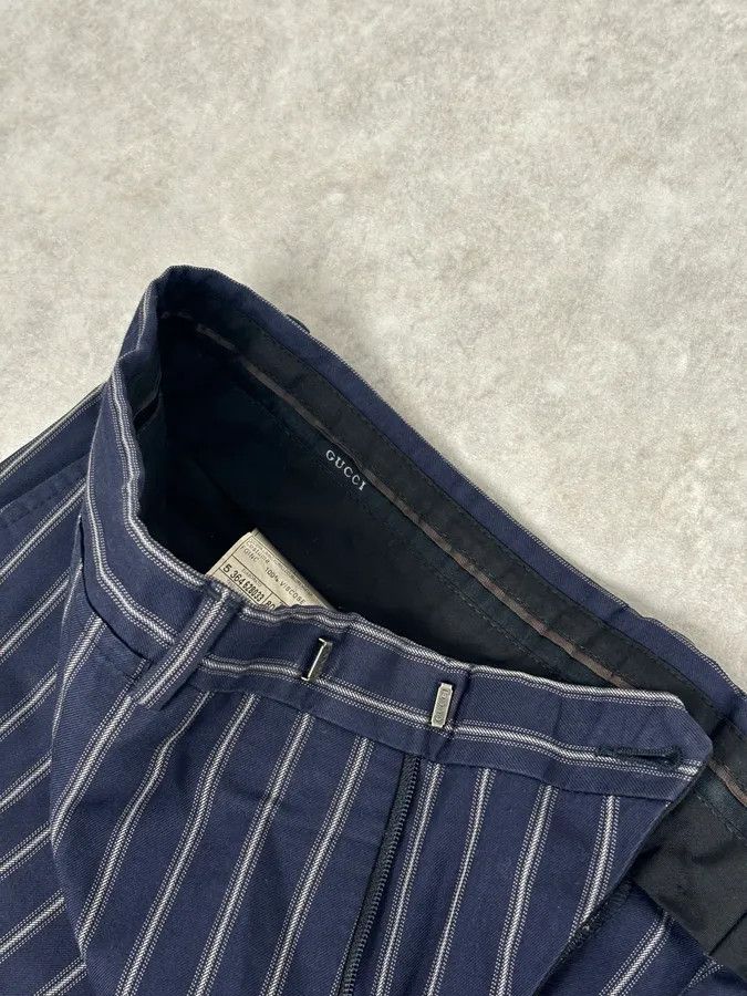 Gucci 2000s Gucci Navy Pinstriped Viscose Classy Pants Size US 34 / EU 50 - 10 Thumbnail